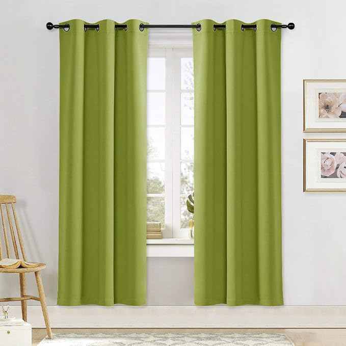 NICETOWN Blackout Drape for Nursery 72 inches Long, Decoration Thermal Insulated Blackout Room Darkening Curtain/Drapery with Ring Top (1 Panel, 42 by 72 inches, Fresh Green)