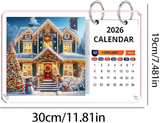 2026 Standing Desk Calendar DIY Diamond Art Painting Monthly Flip Desktop Calendar Mosaic Kits Acrylic Tabletop Calendars Diamond Art Craft Supplies Planner for Office Home Decor-Villa