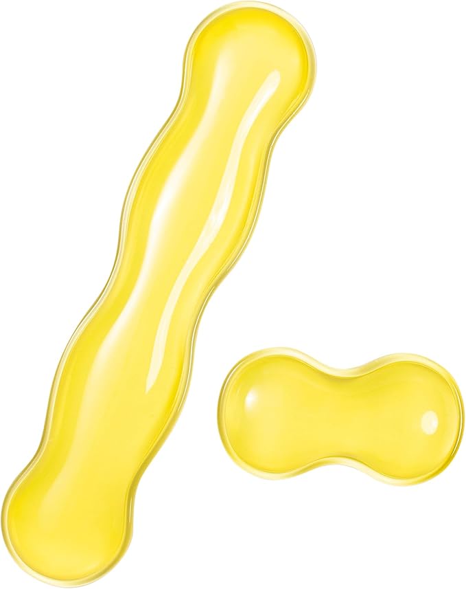 Gel Keyboard and Mouse Wrist Rest Set – Clear Wrist Rest for Computer Keyboard 60%/68%/75%, Comfort & Support for Typing and Gaming(Light Yellow)