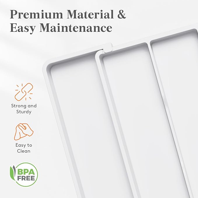 Lifewit Utensil Organizer for Kitchen Drawers, Expandable Cooking Utensil Tray, Adjustable Cutlery Silverware Flatware Holder, Plastic Spatula Tools Storage Divider, 11-18 x 14", White