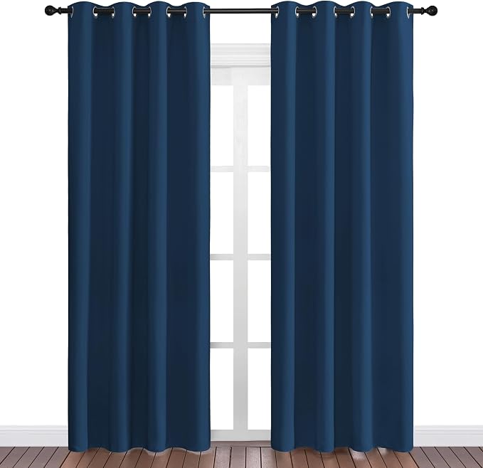 NICETOWN Moroccan Blue Blackout Curtains 86" Long, 55" Wide, 2 Pieces for Office, Dining Room, Guest Room - Sound Reducing, Heat and Cold Block Panels for Modern Decorative