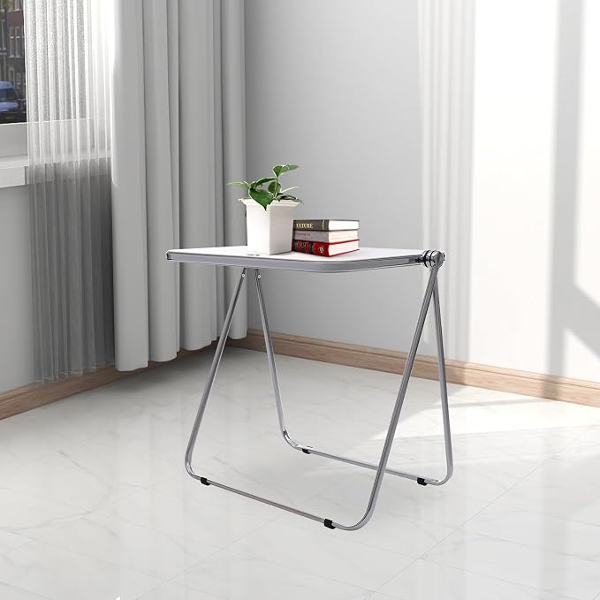 Adjustable Personal Folding Table, 30.3 * 19.68in Small Computer Desk, Acrylic Personal Folding Activity Table for Small Spaces