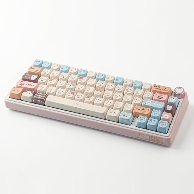PBT Keycaps 142 Keys Cute Keycaps Dye-Sublimation Sea Salt Cat Keycap Mao Profile Custom Keycap for Cherry Gateron MX Swithes Mechanical Keyboards