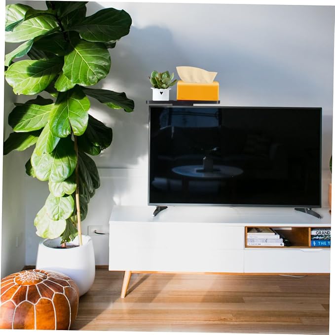 Healifty Desktop Storage Organizer Shelf for Flat Screen Tvs Monitors Space Saving Display Stand for Media Devices for Frames Plants and Speakers