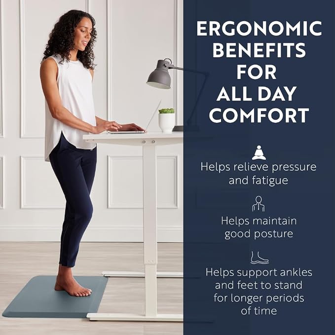 KANGAROO Anti Fatigue Mats for Kitchen Floor, Reduce Foot, Knee Pressure, 3/4 Inch Thick Cushioned Ergonomic Mat, Waterproof Comfort Rug for Under Sinks, Standing Desk, Store Floors, 20x32, Charcoal