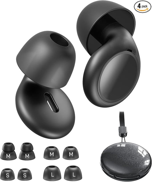 Earplugs for Sleeping, Noise Reduction Earplugs for Snoring, Reusable Soft Silicone Sound Proof Ear Plugs for Side Sleepers Noise Sensitivity for Hearing Protection for Work Sleep Travel HE03