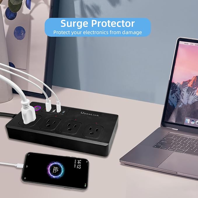 UseeLink Smart Power Strip Surge Protector 16A, Smart Plug that Compatible with Alexa & Google Home, WiFi Outlets with APP Voice and Remote Control, 2.4G Only, ETL FCC Listed, No Hub Needed