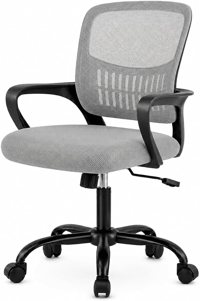 Ergonomic Office Chair, Home Office Desk Chair, Game Chair with Lumbar Support, Breathable Mesh Chairs, Swivel Desk Chairs for Computer, Home, Office, 360° Swivel (Grey)