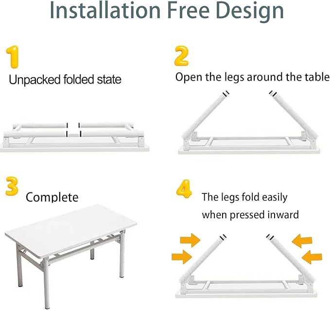 Folding Desk, 39.4" Foldable Desk for Small Spaces - Space Saving Folding Computer Desk, Portable Compact Design for Home Office, Bedroom, Dorm & Apartment, No Assembly Required