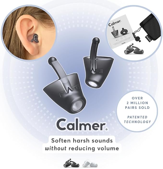 Flare Audio Calmer | Noise Reducing Ear Plugs Alternative | Silicone Reusable Ear Plugs for Noise Sensitivity, Focus and Travel | Ear Plugs for Noise Reduction (pro Standard, Black)