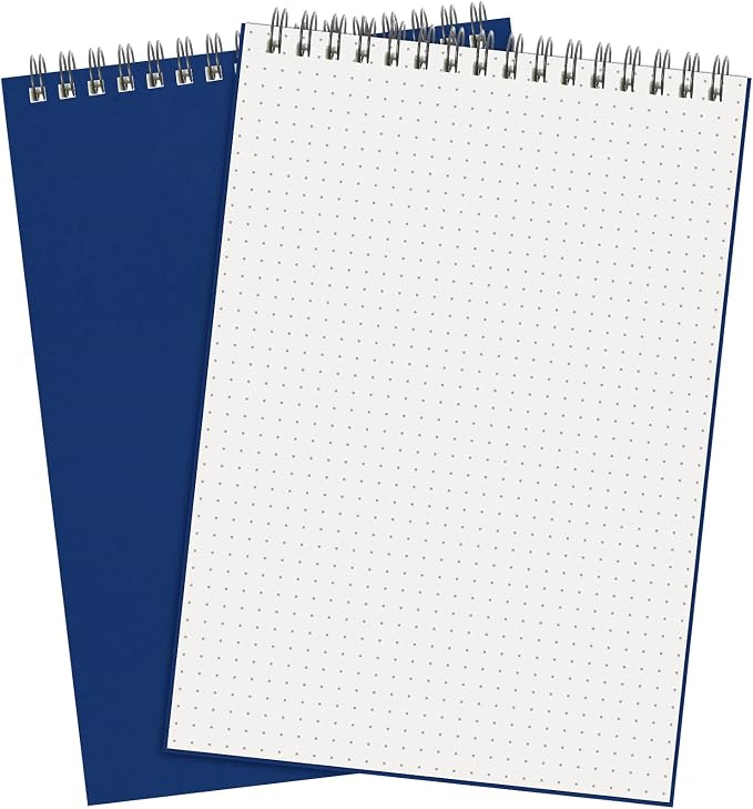 Engrowtic 2 Pcs Dot Grid Notebook Top Spiral Notebook A5 Size Bullet Dotted Paper Hardcover Dot Journal 8.3''x 5.8'' 140 Pages Spiral Notepads for Sketching Drawing Writing School Office (Dark Blue)