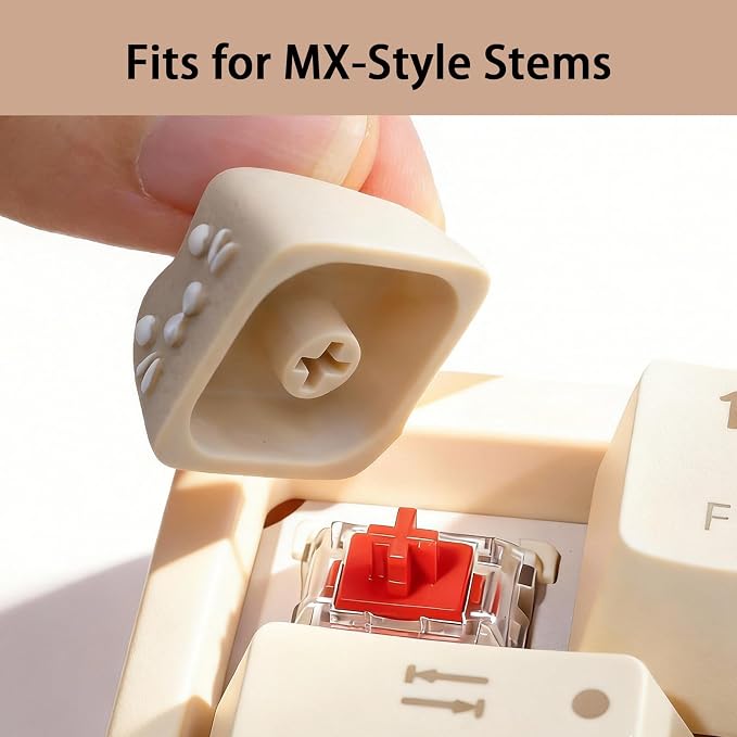 Artisan Keycaps, Cute Cat Custom Key Caps for MX Mechanical Keyboard, Resin Handmade 1U Replacement for Esc Arrow Keys (Coffee cat)