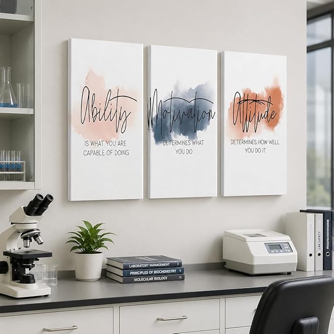 3 Piece Inspirational Canvas Wall Art, Quotes Motivational Mindset Print Pictures for Office Wall Decor, Triptych Entrepreneur Poster Framed Artwork for Women Men Home Decor Ready to Hang (72"Wx36" H)