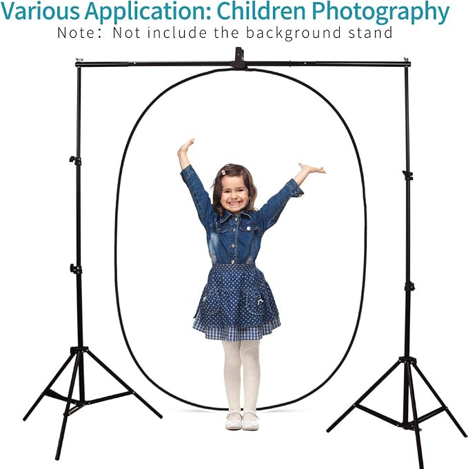 5 x 3.3ft (1.5mX1m) 2 in 1 Polyester Muslin Black and White Collapsible Backdrop, Small Pop Up Portable Reversible Photography Background with Carrying Bag