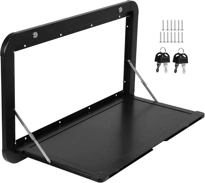 32x18inch Foldable RV Tables with Locking Latches Wall Mounted Desk Kit Large Capacity Lockable External Table for Caravans/Vans/Truck Campers/Travel Trailers