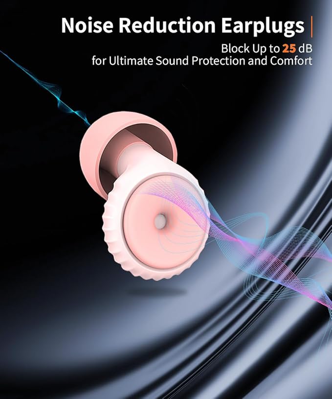 Ear Plugs for Sleeping Noise Cancelling EarPlugs Reusable Ear Concert Protection for Musicians,Rave,Focus,Moto and Sleep 25dB Silicone Earplugs Noise Reduction 8 Pair Ear Tips (XS/S/M/L) Pink