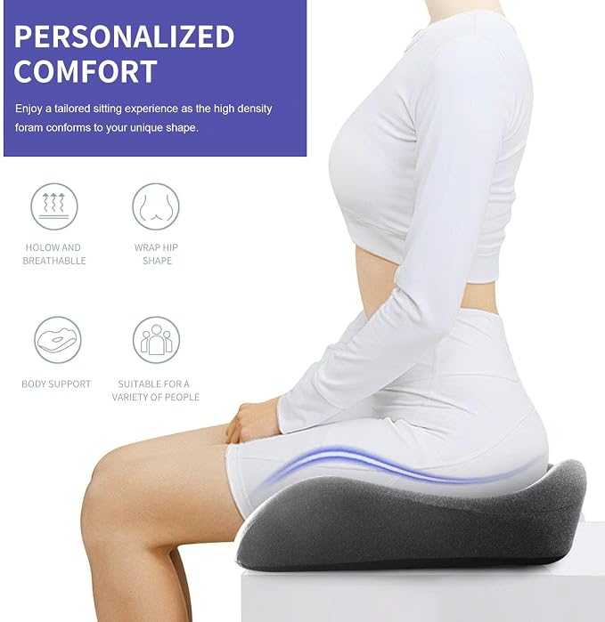 SupremeComfort X-Large Gel Infused Memory Foam Seat Cushion for Office Chair, Kitchen Chair, Car Seats- Elevate Your Seating Experience -Pressure Sore and Tailbone Pain Relief