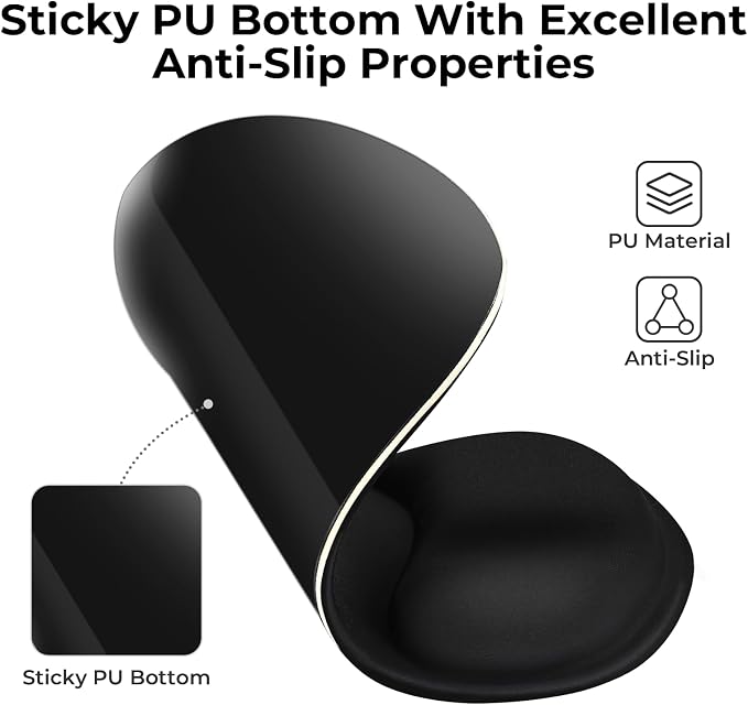 EooCoo Ergonomic Mouse Pad with Gel Wrist Rest Support, Middle Concave Design for Natural Wrist Alignment, Non-Slip Base Mousepad for Laptop, Computer, Office Desk Accessories, Carpal Tunnel Syndrome