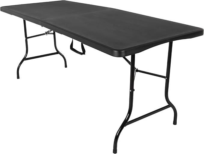 Lavish Home Portable Folding Tables - Lightweight Portable Folding Desk - 6-Foot-Long Indoor or Outdoor Utility Tables for Camping, Events, Dining, Crafts, or Banquets (Set of 2/Black)