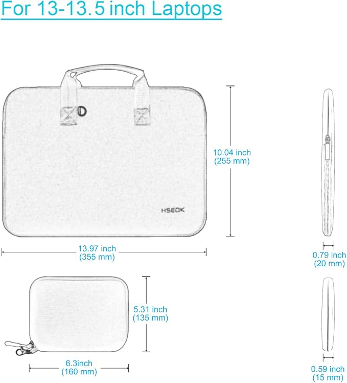 Hseok Laptop Sleeve 13.3-14 inch Case with Small Pouch, Neoprene Computer Bag Compatible with MacBook Neo/Pro 14 M5/M4/M3/M2/M1, Mac Air/Pro 13.3, XPS 14 and Most 13-14 inch Notebooks,G02R02