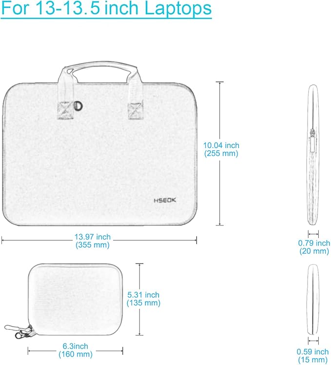 Hseok Laptop Sleeve 13.3-14 inch Case with Small Pouch, Neoprene Computer Bag Compatible with MacBook Neo/Pro 14 M5/M4/M3/M2/M1, Mac Air/Pro 13.3, XPS 14 and Most 13-14 inch Notebooks,B01K02