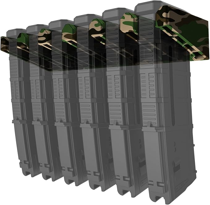 Solid ABS 6-Slot Camo PMAG Wall Mount & Rack, 1 Pcs | Standard Capacity Mag Holder, Home Tactical Storage, Heavy Duty Display Stand, Room Organizer