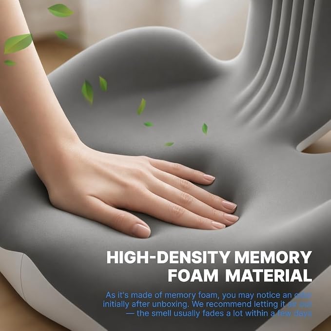 Non-Slip Ergonomic Seat Cushion for Office Chair, High-Density Memory Foam Desk Chair Cushions with Lumbar Support & Tailbone Pain Relief, Breathable Two-Tone Butt Pillow for Car, Gaming Chair