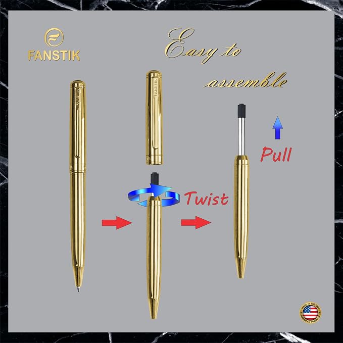 FANSTIK Gold Luxury ballpoint Pen, fancy gift set for women, Real 24K Gold Plating, Professional executive pen gift set for men (Lux BallPoint Gld)