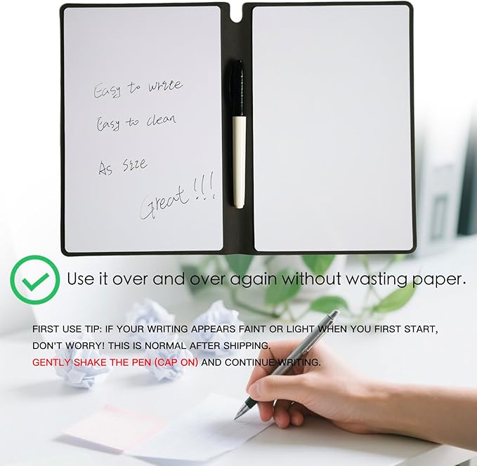 Portable Small Dry Erase Board Whiteboard Notebook Handheld, Reusable White Board Dry Erase Notebook for Desk, at Home Office Study Essentials-9.5" x 6.6" (Pink)