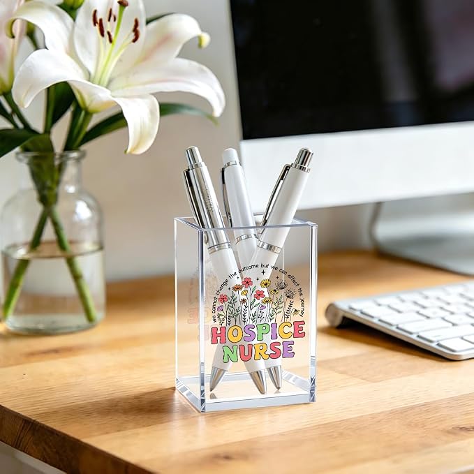 We Cannot Change The Outcome But We Can Affect The Journey Floral Inspirational Nurse Acrylic Cosmetic Pencil Pen Bookmark Storage Holder Cup, Nurse Practitioner Gifts For Women