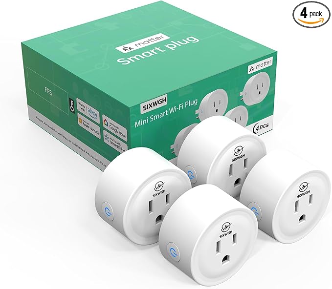 Matter Smart Plug, Compatibility with Apple HomeKit, Google Home, Alexa & SmartThings, Easy Setup, Timer Outlet, 2.4GHz WiFi Only, Matter Hub Required (4 Pack)
