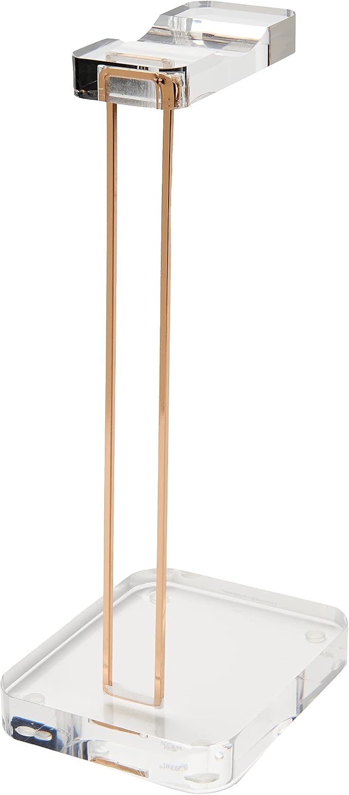 RUSSELL+HAZEL Acrylic Headphones Stand with Gold Hardware, Clear Headset Holder & Desk Accessory for Home Office Workspace Organization, 4" x 5" x 10.5"(Pack of 2)