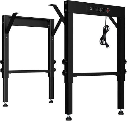 Heavy Duty Adjustable Workbench Legs with Rubber Pads, Set of 4 Height Adjustable 25.6" to 33.8" Table Legs for DIY Computer Desk, 19.6" Depth Workbench Frame Kit for Industrial Furniture & Study Desk