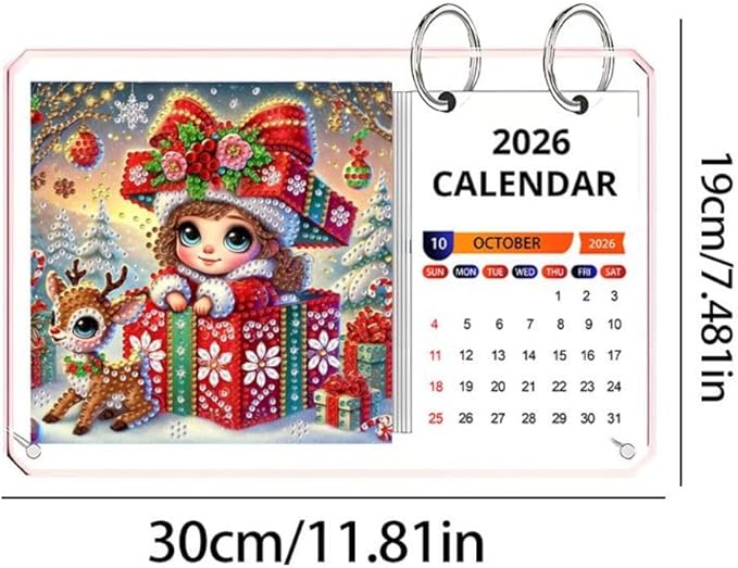2026 Standing Desk Calendar DIY Diamond Art Painting Monthly Flip Desktop Calendar Mosaic Kits Acrylic Tabletop Calendars Diamond Art Craft Supplies Planner for Office Home Decor-Gift