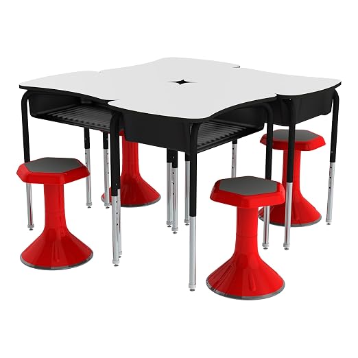 Learniture Bow Tie Adjustable Height Open Front Desk with Dry-Erase Whiteboard Top, Black Book Box, Black Frame (2-Pack)