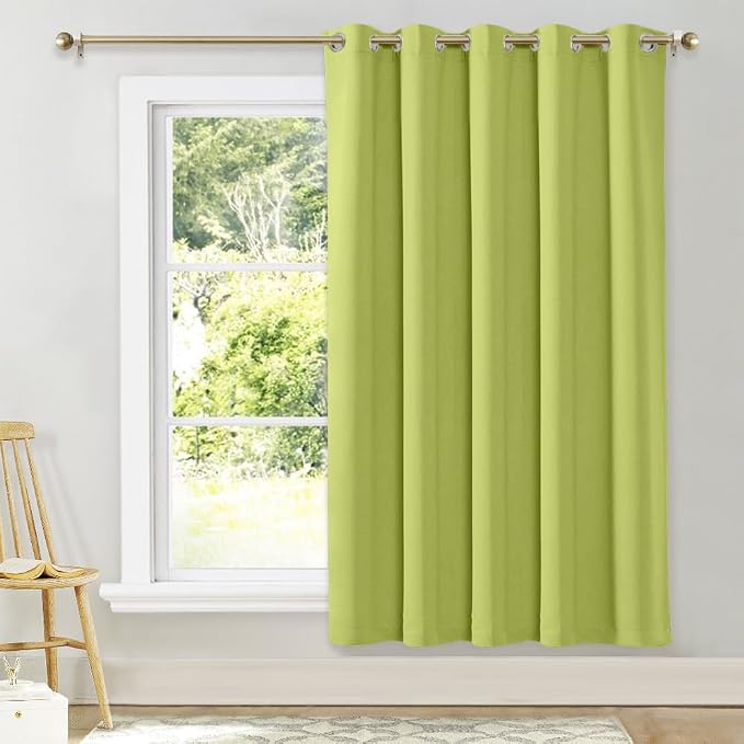 NICETOWN Blackout Wide Blinds for Sliding Door, Fresh Green, W70 x L72, 1 Panel, Insulated Noise Reduction Drapes, Privacy Vertical Curtain for Living Room&Bedroom