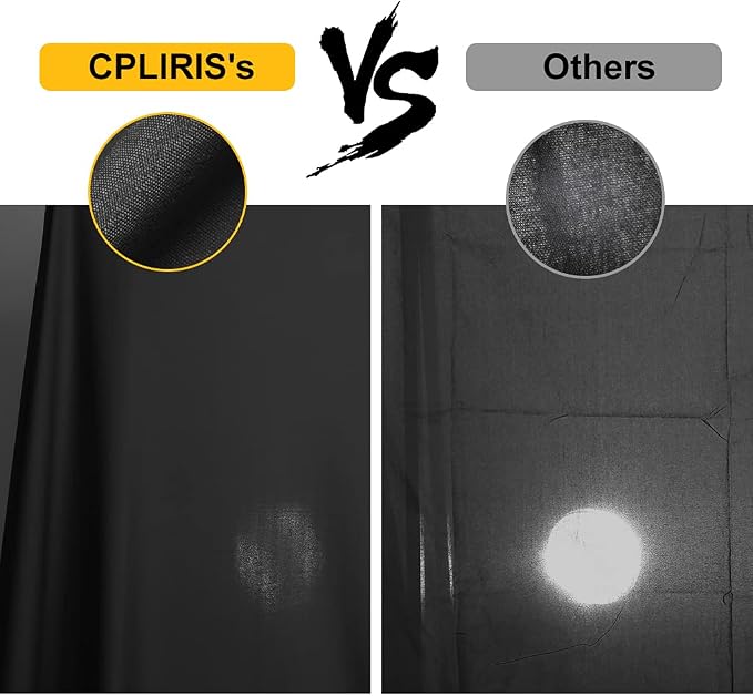 CPLIRIS 10x12ft Black Backdrop for Photography, Large Seamless Polyester Fabric Pure Black Photo Backdrop Curtain for Portrait Photoshoot Party Video