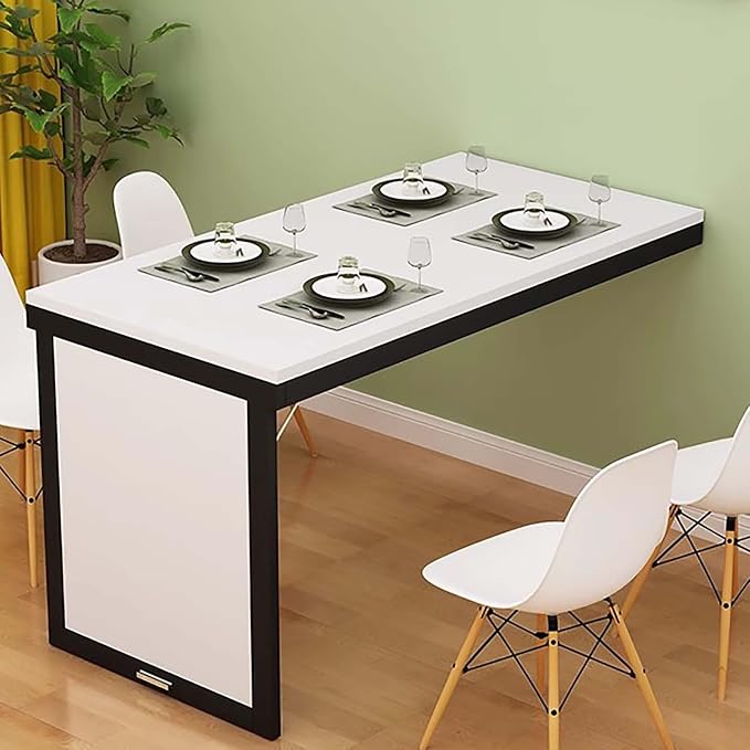 Wall-Mounted Folding Dining Table - Space-Saving Multi-Function Desk for Home Office & Living Room - Modern White Floating Desk (80x40cm/32) - Stylish & Practical