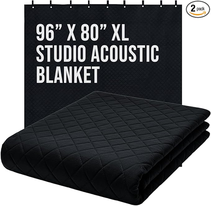 Boxer Tools (2 Pack) Studio Grommeted Sound Dampening Blanket 96" x 80" Acoustic Treatment, Light Blocker, Sound Absorbing, Insulated Blanket