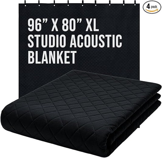 Boxer Tools (4 Pack) Studio Grommeted Sound Dampening Blanket 96" x 80" Light Blocker, Sound Absorbing, Insulated Blanket - 12lbs