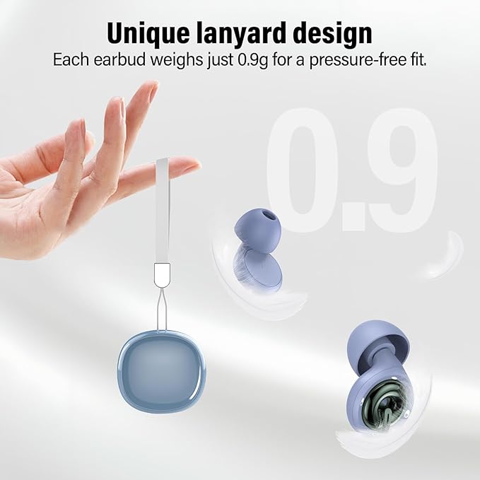 Ear Plugs for Sleeping Noise Cancelling, EarPlugs for Noise Reduction 35dB with 6 Ear Tips, Reusable Noise Cancelling Ear Plugs, Silicone Hearing Protection Earplugs for Snoring/Study, Light Blue
