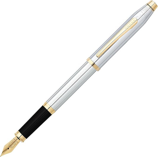 Cross Century II Refillable Fountain Pen, Fine Nib, Includes Premium Gift Box - Medalist Chrome