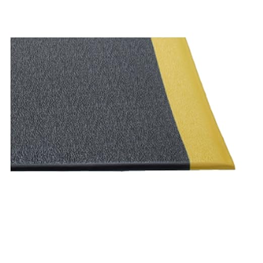 Guardian 24061001BY Soft Step Anti-Fatigue Floor Mat, Vinyl, 6'x 10", Black with Yellow Stripe