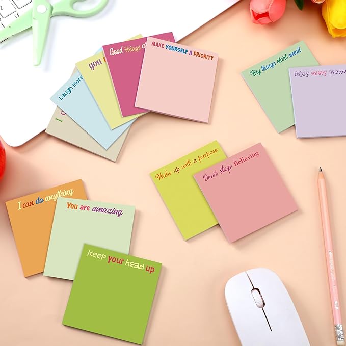 Yinder 24 Pcs Inspirational Sticky Notes Thank You Gift Motivational Sticky Note Pad Employee Appreciation Gift Bulk for Staff Coworker Teacher Nurse Office Groups 3 x 3'' (Inspire,Macaron Colors)
