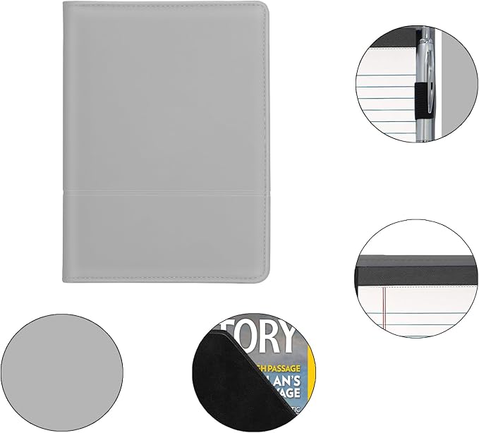 Padfolio/Portfolio Binder, Mini Padfolio Portfolio Binder 5 x 8 Legal Writing Pad, A5 Document Organizer Folder for Men Women, Gray