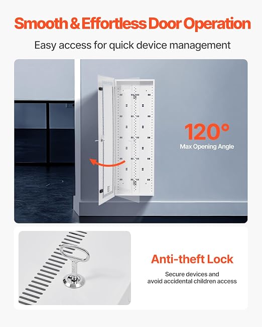 VEVOR Media Enclosure, 42-Inch, Structured Media Center with Vented Hinged Door, Cable Management Box, Structured Wiring Multi-Media Cabinet, Recessed Electrical Media Box, for Network Distribution