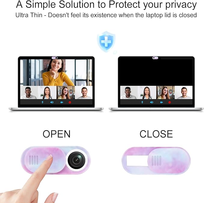 Webcam Cover Slide 6 Packs, Ultra Thin Camera Privacy Protector fit for MacBook Pro, iMac, iPad Pro, Tesla Model 3, Y, X, S, and More Laptop or Tablet, Colorful Space
