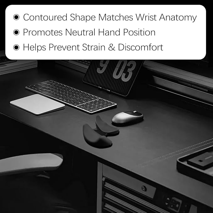 Ergonomic Wrist Rest for Mouse, Right-Handed Truly Mouse Wrist Support, Smooth-Glide, Comfortable Curved Design for Gaming, Office, Computer, Laptop - Black