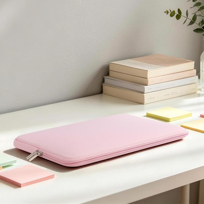 RAINYEAR 14 Inch Laptop Sleeve Case Protective Soft Padded Zipper Cover Carrying Computer Bag Compatible with 14" Notebook Chromebook Tablet Ultrabook (Light Pink)