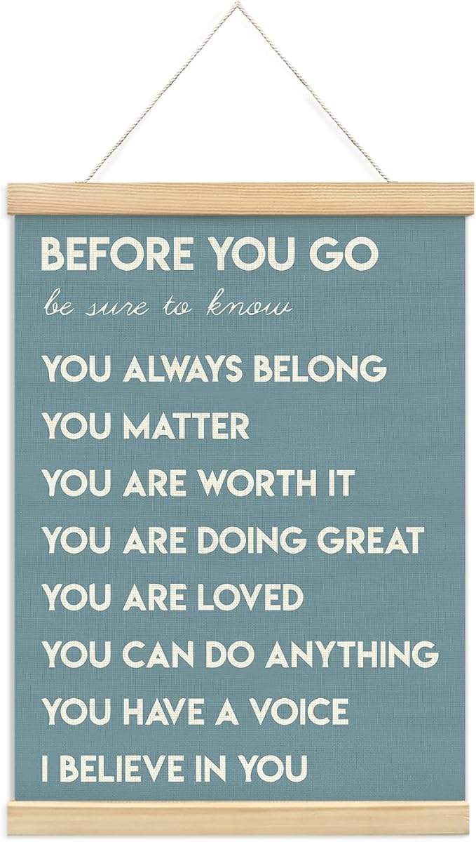Mental Health Positive Affirmations Inspirational Wall Art Decor, Therapist Nurse Office Signs Wall Art Decor For Office Kids Teen Girls Room Bedroom Playroom Wall Decor Wood Posters Framed（blue）